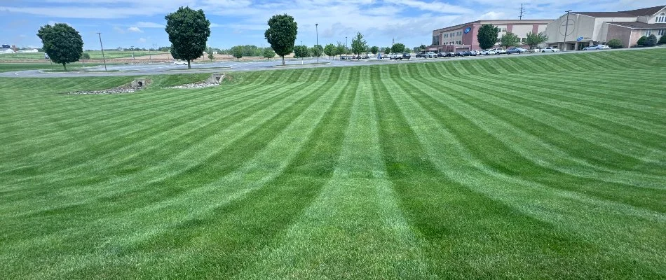 Freshly mowed commercial property in Lititz, PA.