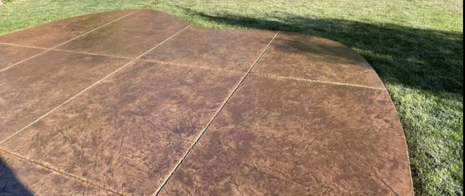 Stamped concrete patio on a residential property in Lititz, PA.