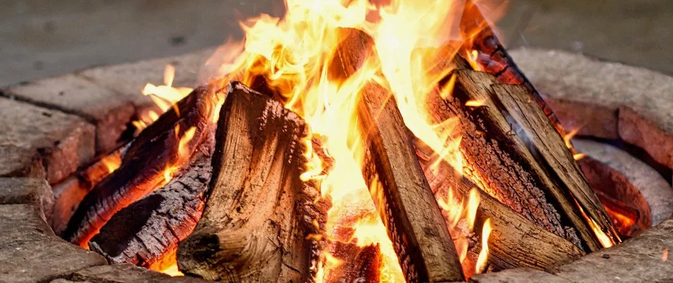 A wood-burning fire pit in Lititz, PA.